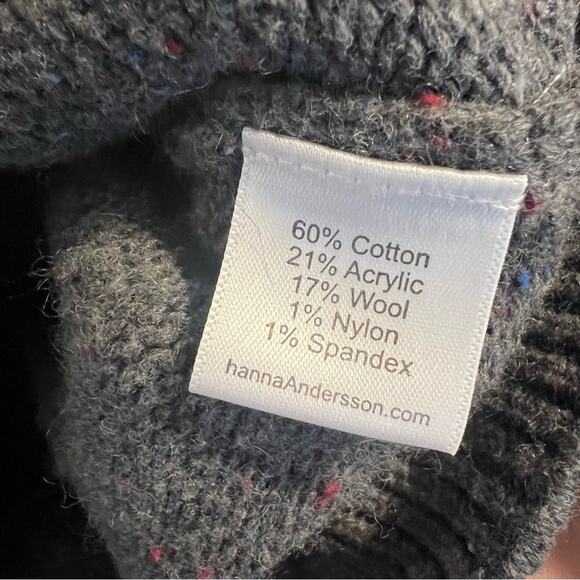Hanna Andersson Flecked Dark Heather Grey Fair Isle Cardigan Sweater Size 5 - Picture 4 of 7